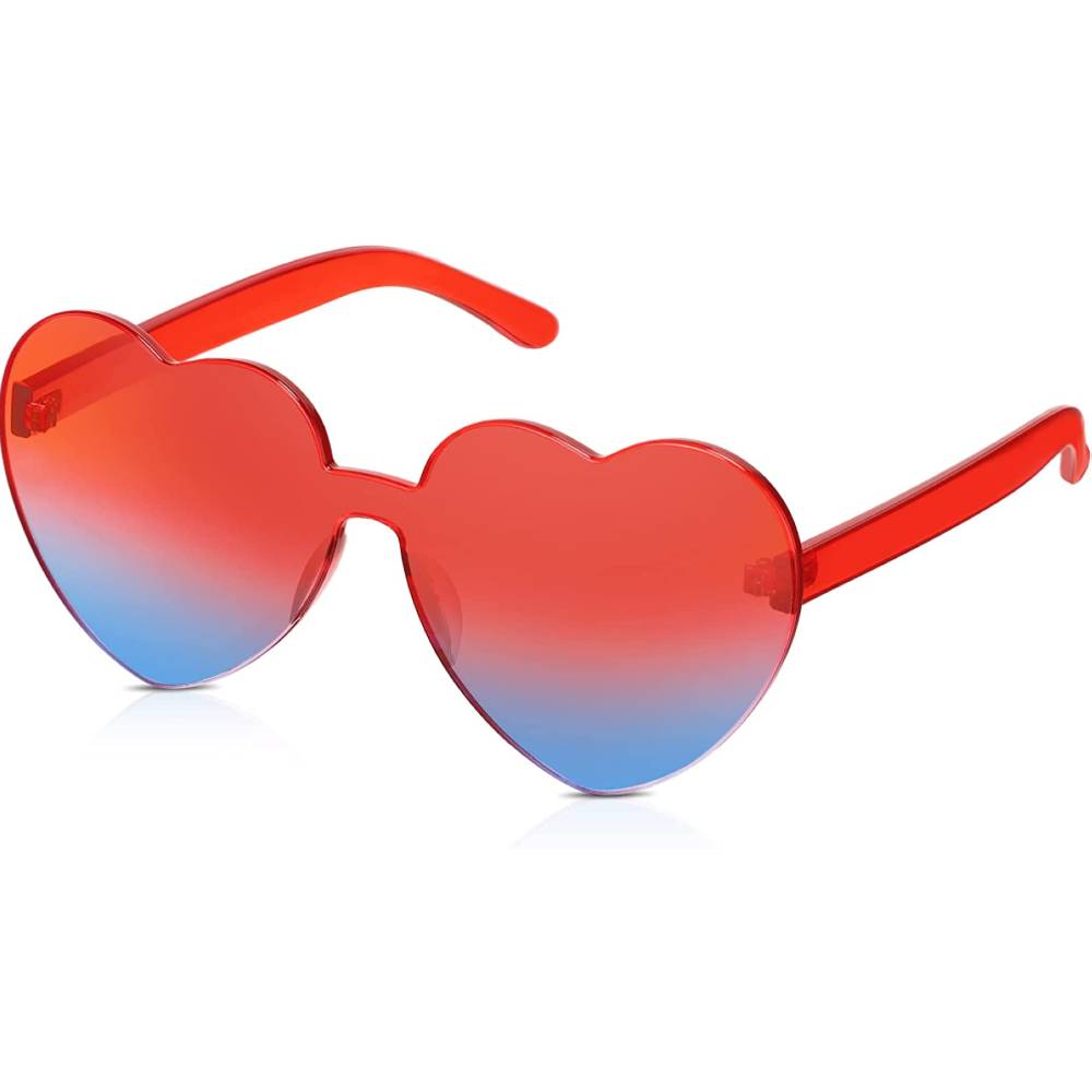 Maxdot Heart Shape Sunglasses Rimless Transparent Heart Glasses Colorful Party Favors | Multiple Colors - REBL